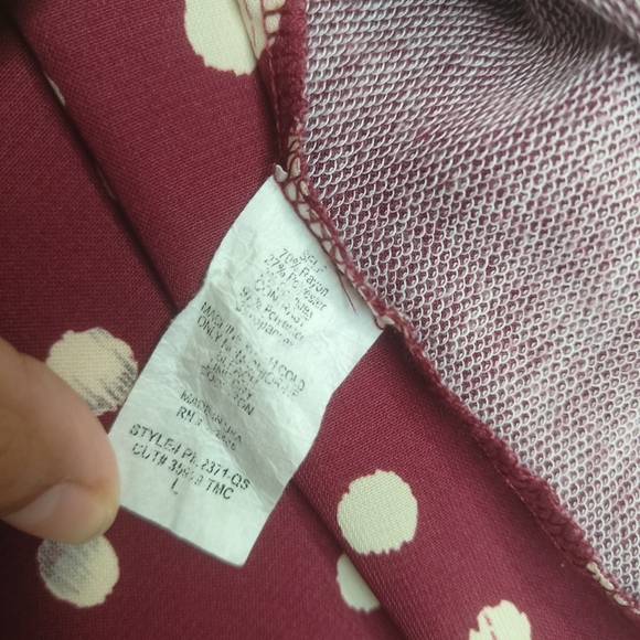 Papermoon Stitch Fix Marisol Mixed Media Knit Top cherry and white SZ L top3/4 - Picture 8 of 9
